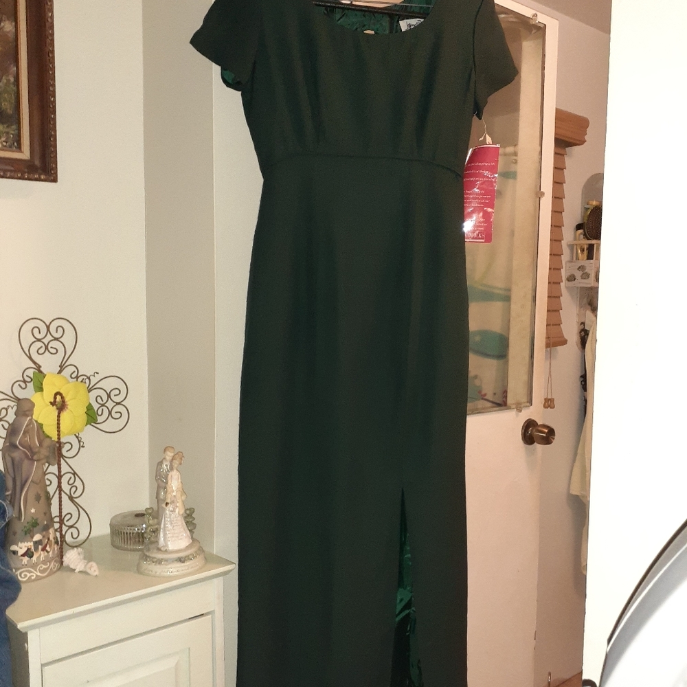 Jeffrey and Dara Evenings Dark Emerald Gown sz 8